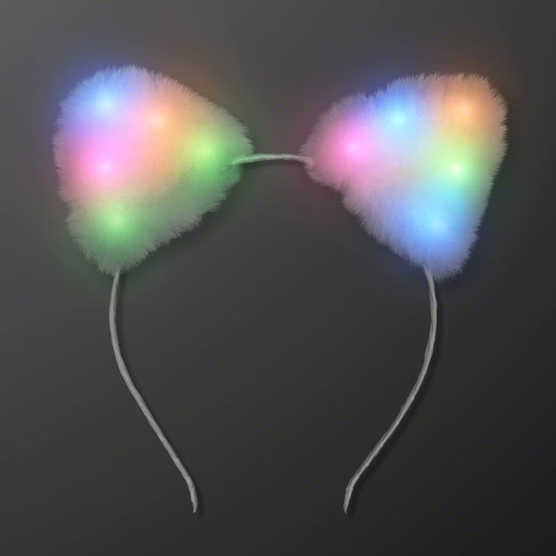 FlashingBlinkyLights Soft Furry Light Up Cat Ears Kitty Headband with Multicolor LED Lights - Image 3